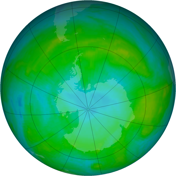 Antarctic ozone map for 24 January 1989